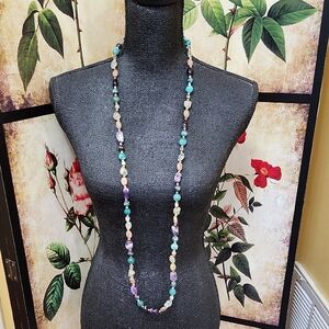 UTC 925 STERLING SILVER MULTICOLOR BEADED NECKLACE